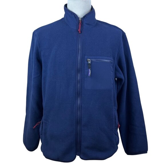 Patagonia Mens Navy Blue Fleece Full-Zip Jacket Polartec Trim-Fit Sz L - Picture 1 of 10